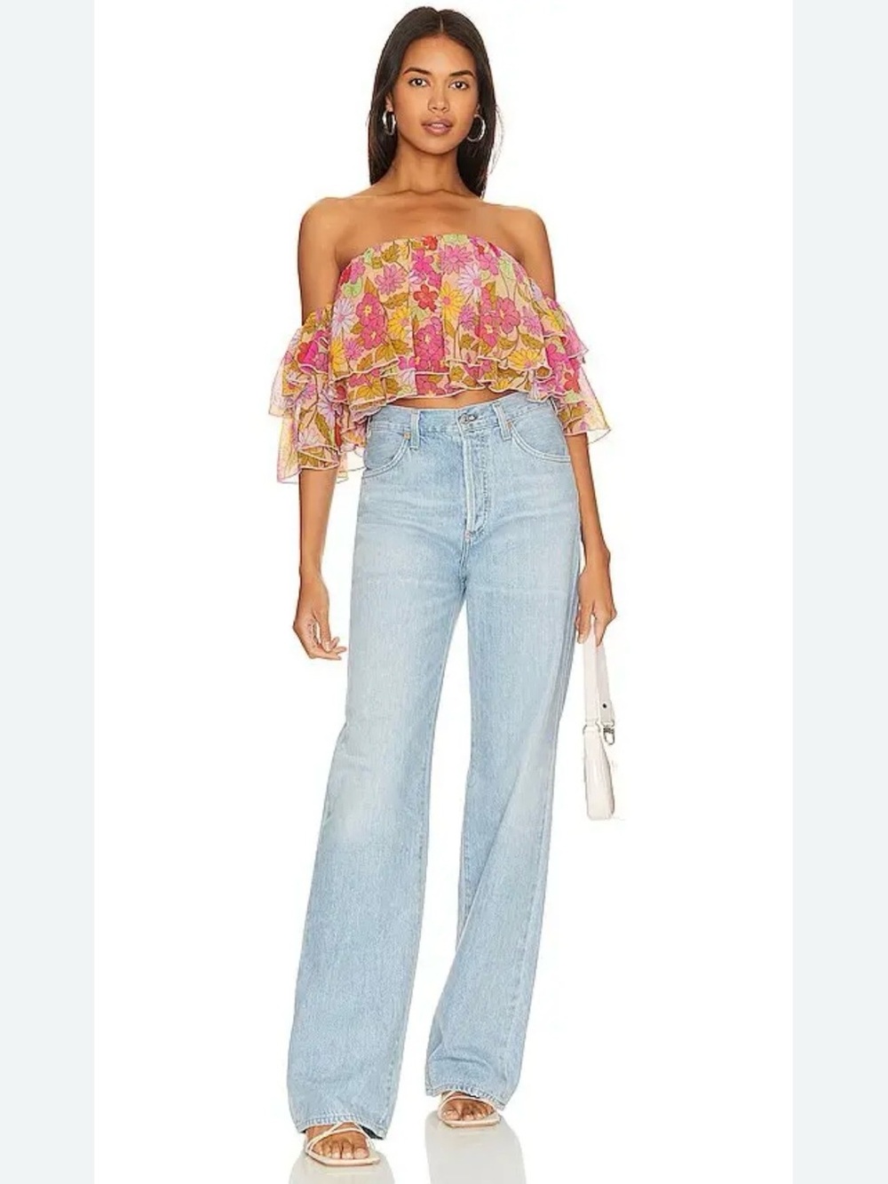 Show Me Your Mumu floral chiffon boho cropped top. - Picture 12 of 16